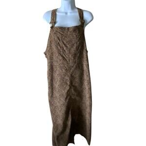Eddie Bauer Vintage Corduroy Jumpsuit Pinafore Dress Womens L Paisley Preppy